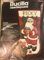 JUMBO Christmas Stocking, New BUCILLA Handmade Needlepoint Santa with Bag 60547 Holiday Stocking Circa 1970's Holiday Decor