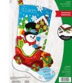 Christmas Stocking, Handmade SNOWMAN DELIVERIES #89456E, Embroidered Stocking, Finished BUCILLA Kit, Fireplace Decor, Personalized Stocking