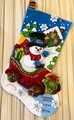 Christmas Stocking, Handmade SNOWMAN DELIVERIES #89456E, Embroidered Stocking, Finished BUCILLA Kit, Fireplace Decor, Personalized Stocking