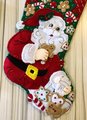 Christmas Stocking NEW Handmade BUCILLA Snack Time Santa Claus LINED Custom Personalized Holiday Stockings Finished Bucilla Kit