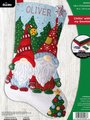 New Handmade Christmas Stocking BUCILLA Chillin' With My Gnomie Felt Christmas Stocking, Gnome Stocking, Embroidered Stockings