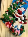 New BUCILLA Christmas Stocking, Handmade The Finishing Touch, Santa Claus Finished Bucilla Kit, Fireplace Decor, Personalized Stocking