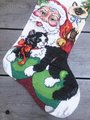 Christmas Stocking, FINISHED 1995 Bucilla Santa's Furry Friends Stocking, Handmade Counted Cross Stitch Holiday Stocking, Needlepoint