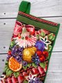 Christmas Stocking Vintage Finished BUCILLA DELLA ROBBIA 60768 Needlepoint Stocking Holiday Fruit Flowers Embroidered Stocking