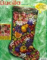Christmas Stocking Vintage Finished BUCILLA DELLA ROBBIA 60768 Needlepoint Stocking Holiday Fruit Flowers Embroidered Stocking
