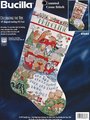 Christmas Stocking New Vintage Finished BUCILLA Counted Cross Stitch DECORATING the ARK Holiday Stocking, Handmade Embroidered Stocking