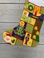 Handmade Christmas Stocking Vintage FINISHED 1980s Dimensions PATCHWORK STOCKING Christmas Holiday Stocking 9023