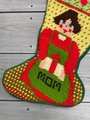 Handmade Christmas Stocking Vintage Retro Handmade FINISHED 1970s "MOM" Needlepoint Christmas Stocking Holiday Decor