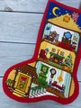 Christmas Stocking OUTSTANDING Vintage Sunset Handmade Finished 1980s CHRISTMAS DOLLHOUSE Needlepoint Holiday Decor