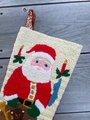 Handmade Christmas Stocking Vintage 1980s Finished Longstitch WonderArt SANTA Christmas Stocking Holiday Decor 6898