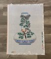 LARGE New Vintage Handpainted LEE Oriental Vase With Birds Needlepoint Canvas Hand Painted Gorgeous Design Birds Wildlife Embroidery