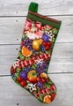 Christmas Stocking Vintage Finished BUCILLA DELLA ROBBIA 60768 Needlepoint Stocking Holiday Fruit Flowers Embroidered Stocking