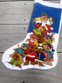 Christmas Stocking Vintage FINISHED Dimensions Needlepoint Tree of Teddies 9080 Handmade Holiday Stocking, Embroidered Stockings