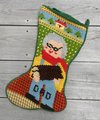 Handmade Christmas Stocking Vintage Retro Handmade FINISHED 1970s "DAD" Needlepoint Christmas Stocking Holiday Decor