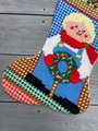 Handmade Christmas StockingVintage Retro Handmade FINISHED 1970s "BOY" Needlepoint LINED Christmas Stocking Holiday Decor