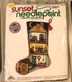 Finished Vintage 1980s Sunset CHRISTMAS DOLLHOUSE Handmade Needlepoint Holiday Decor