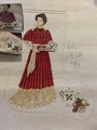 Needlepoint Christmas Stocking Canvas Joan Thomasson Victorian LADY FAITH Tea Time K603 Holiday Stocking