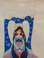 Handpainted Needlepoint Christmas Stocking SHELLY TRIBBEY Lady Angel with Trumpet Canvas Holiday Stocking Embroidery