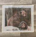 New Vintage Handpainted GOLDEN APPLE ART Needlepoint Canvas large Bears Hand Painted Gorgeous Design Wildlife Embroidery