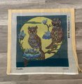 Vintage V. Rare Handpainted BUCILLA Needlepoint Canvas Large OWLS Hand Painted Gorgeous Design Wildlife Embroidery *READ*