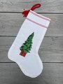 Finished Vintage Christmas Stocking SUNSET Jingles Trims A Tree Needlepoint Holiday Needlework Sunset Stitchery