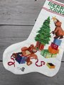 Finished Vintage Christmas Stocking SUNSET Jingles Trims A Tree Needlepoint Holiday Needlework Sunset Stitchery