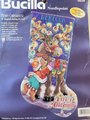 New Vintage BUCILLA MERRY CHRISMOOSE Needlepoint Christmas Stocking Canvas 60760 - *Read* - Circa 1998 - Holiday Stocking Embroidery