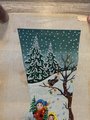 New Vintage AGA Designs CHILDREN SLEDDING Needlepoint Christmas Stocking Canvas 209 Bird Holiday Stocking *Read*