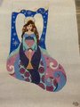 Handpainted Needlepoint Christmas Stocking SHELLY TRIBBEY Lady Angel with Trumpet Canvas Holiday Stocking Embroidery
