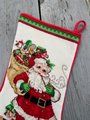 Christmas Stocking FINISHED Vintage NEEDLE TREASURES Santa and His Elves Needlepoint Holiday Stocking Toys Bag Pipe