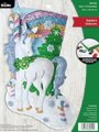 Bucilla Christmas Stockings Handmade LINED Santa's Unicorn Festive Holiday Fun Gift For Kids Unicorn and Rainbow Wall Art Decor
