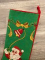 Christmas Stocking Vintage 1970s BUCILLA Santa Ringing Bell Sled Needlepoint LINED Holiday Decor