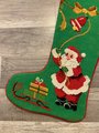 Christmas Stocking Vintage 1970s BUCILLA Santa Ringing Bell Sled Needlepoint LINED Holiday Decor