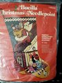 Christmas Holiday Stocking FINISHED Vintage BUCILLA Down the Banister 60392 Heirloom Needlepoint Candycane Mistletoe