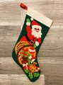 FINISHED Christmas Stocking Vintage 1980's WonderArt 'SANTA' 6895 Needlepoint Holiday Decor