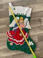 NEW BUCILLA Handmade Finished JUMBO Poinsettia Princess Angel Felt Christmas Stocking from #84080 1990s Holiday Decor!