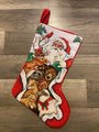 Christmas Stocking, Vintage 1996 FINISHED DIMENSIONS Peace On Earth Santa Claus, Handmade Counted Cross Stitch Holiday Stocking, Animals