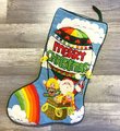 Christmas Stocking Finished Vintage 1980s NEEDLE TREASURES Needlepoint High Flying Santa LINED Vintage Holiday Decor