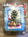VINTAGE 1990's BUCILLA Kit 83107 Christmas Tree Banner / Wall Hanging Retro Holiday Decor NeedleCraft Kit Snow Winter