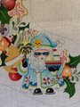 GORGEOUS Vintage STRICTLY CHRISTMAS Handpainted Needlepoint Stocking Canvas Tropical Squatty Santas Design #CS462