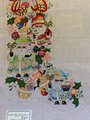 GORGEOUS Vintage STRICTLY CHRISTMAS Handpainted Needlepoint Stocking Canvas Tropical Squatty Santas Design #CS462