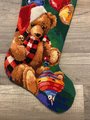 Vintage Bucilla 1994 Christmas Santa Bear Christmas Stocking 60722 Needlepoint Holiday Stocking Finished Bucilla Kit