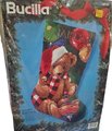 Vintage Bucilla 1994 Christmas Santa Bear Christmas Stocking 60722 Needlepoint Holiday Stocking Finished Bucilla Kit