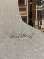 Vintage Handpainted PETER ASHE Needlepoint Victorian Christmas Stocking Canvas Holiday Decor 1980