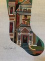 Vintage Handpainted PETER ASHE Needlepoint Victorian Christmas Stocking Canvas Holiday Decor 1980