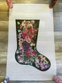 Needlepoint Christmas Stocking Canvas Vintage ALEXA Designs Flowers Fruit Canvas Embroidery Decor