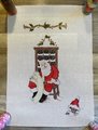 Needlepoint Christmas Stocking Handpainted Canvas Vintage STITCHES Santa In Chair With List Canvas Embroidery Decor