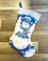 Christmas Stocking Handmade Bucilla Finished SNOWFLAKE SANTA Felt #86059 Holiday Stocking