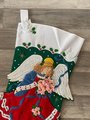 NEW BUCILLA Handmade Finished JUMBO Poinsettia Princess Angel Felt Christmas Stocking from #84080 1990s Holiday Decor!