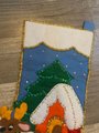 FINISHED HANDMADE LEEWARDS Rare Vintage Pair 1979 Santa & Reindeer Felt Christmas Stockings Fireplace Lodge Holiday Decor Retro